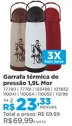 Lojas Solar Garrafa térmica de pressão 1,9L Mor oferta