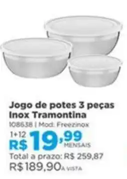 Lojas Solar Jogo de potes 3 peças inox tramontina oferta