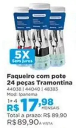 Lojas Solar Faqueiro com pote 24 peças Tramontina oferta