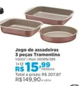 Lojas Solar Jogo de assadeiras 3 peças Tramontina oferta