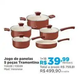 Lojas Solar Jogo de panelas 5 peças Tramontina oferta