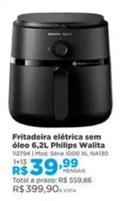 Lojas Solar Fritadeira elétrica sem óleo 6,2L Philips Walita oferta
