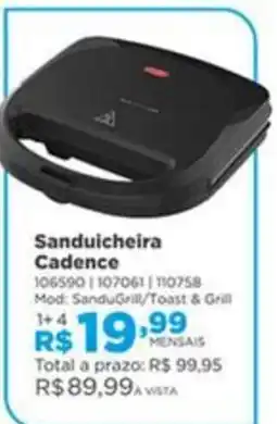 Lojas Solar Sanduicheira Cadence oferta