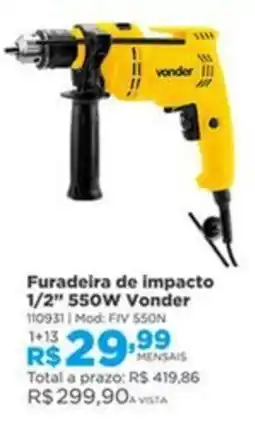 Lojas Solar Furadeira de impacto 1/2" 550W Vonder oferta
