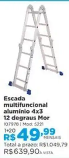 Lojas Solar Escada multifuncional alumínio 4x3 12 graus Mor oferta