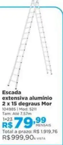 Lojas Solar Escada extensiva alumínio 2 x 15 degraus Mor oferta