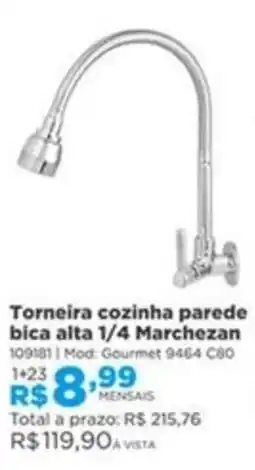Lojas Solar Torneira cozinha parede bica alta 1/4 marchezan oferta