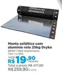 Lojas Solar Manta asfáltica com alumínio rolo 25kg Dryko oferta