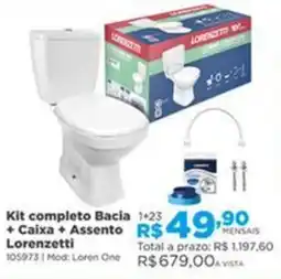 Lojas Solar Kit completo Bacia + Caixa + Assento Lorenzetti oferta