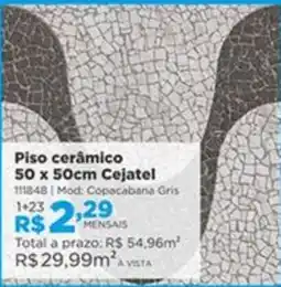 Lojas Solar Piso cerâmico 50 x 50cm Cejatel oferta