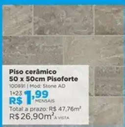 Lojas Solar Piso cerâmico 50 x 50cm Pisoforte oferta