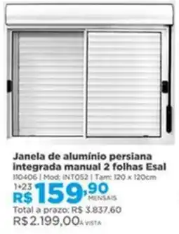 Lojas Solar Janela de alumínio persiana integrada manual 2 folhas Esal oferta