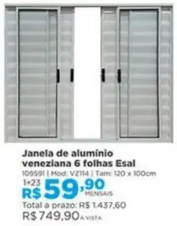 Lojas Solar Janela de alumínio veneziana 6 folhas Esal oferta