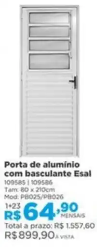 Lojas Solar Porta de alumínio com basculante Esal oferta