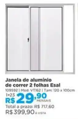 Lojas Solar Janela de alumínio de correr 2 folhas Esal oferta