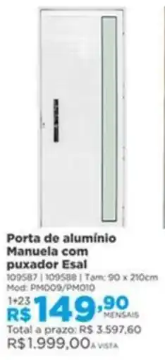 Lojas Solar Porta de alumínio Manuela com puxador Esal oferta