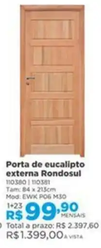Lojas Solar Porta de eucalipto externa Rondosul oferta