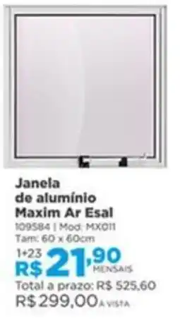 Lojas Solar Janela de alumínio Maxim Ar Esal oferta