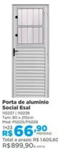 Lojas Solar Porta de alumínio social esal oferta