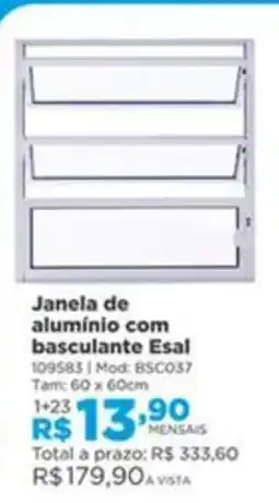 Lojas Solar Janela de alumínio com basculante Esal oferta