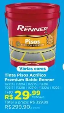 Lojas Solar Tinta pisos acrílico premium balde renner oferta
