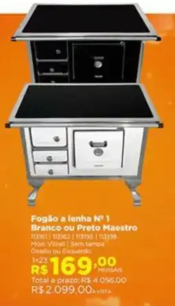 Lojas Solar Fogão a lenha nº 1 branco ou preto maestro oferta