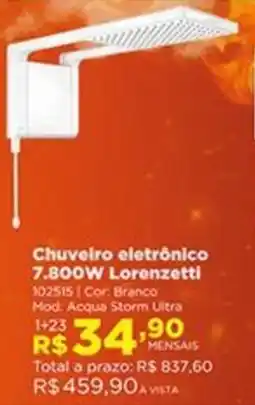Lojas Solar Chuveiro eletrônico 7.800w lorenzetti oferta