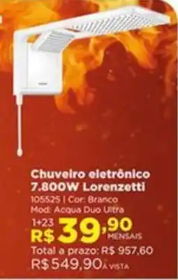 Lojas Solar Chuveiro eletrônico 7.800W Lorenzetti oferta