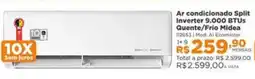 Lojas Solar Ar condicionado Split Inverter 9.000 BTUs Quente/Frio Midea oferta