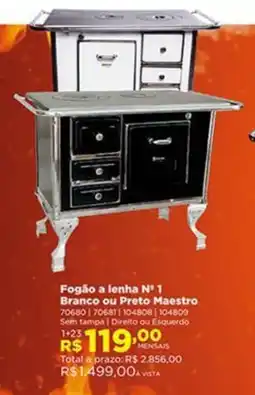 Lojas Solar Fogão a lenha n° 1 branco ou preto maestro oferta