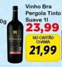 Chama Supermercados Vinho Bra Pergola Tinto Suave 1l oferta