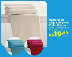 Lojas Solar Manta Casal Acqua, Bege ou Vinho Corttex oferta