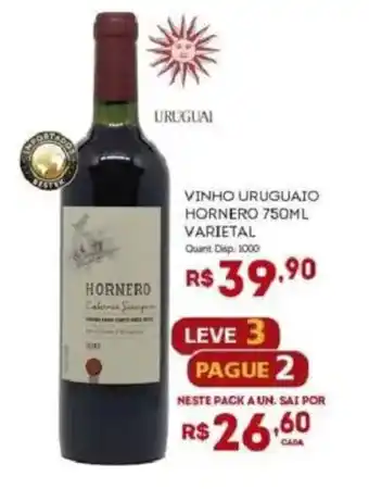 Vinho uruguaio hornero 750ml varietal