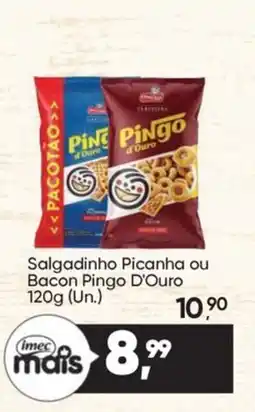 Imec Supermercados Salgadinho Picanha ou Bacon Pingo D'Ouro oferta