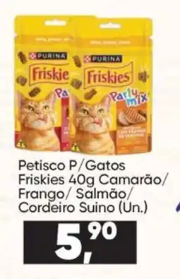 Imec Supermercados Petisco p/gatos friskies 40g camarão/frango/salmão/cordeiro suíno oferta