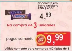 Federzoni Supermercados Chocolate em Barra Snickers oferta