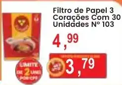 Federzoni Supermercados Filtro de Papel 3 Corações Com 30 Unidades N° 103 oferta
