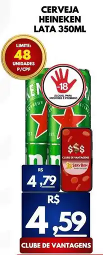 ServBem Cerveja heineken lata 350ml oferta