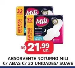 Supermercados Correia Absorvente noturno mili c/ abas c/ 32 unidades/ suave oferta