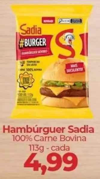Hambúrguer Sadia 100% Carne Bovina