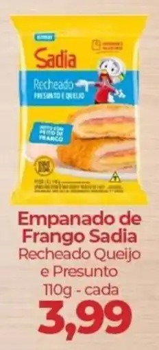 Supermercados Andreazza empanado de frango sadia recheado queijo e presunto oferta