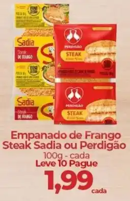 Supermercados Andreazza Empanado de Frango Steak Sadia ou Perdigão oferta