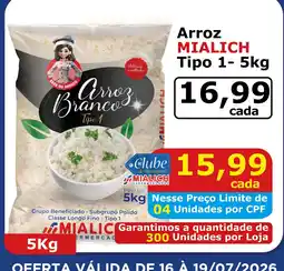 Mialich Supermercados Arroz branco tipo 1 oferta
