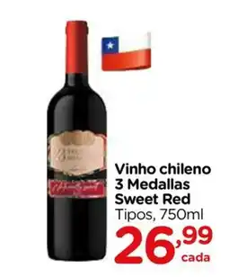 Carrefour Vinho chileno 3 Medallas Sweet Red Tipos oferta