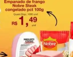 Supermercados Manentti Empanado de frango Nobre Steak congelado pct oferta
