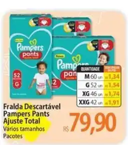 Atacadão Fralda descartável pampers pants ajuste total oferta