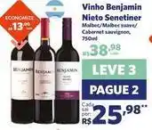Sam's Club Senador - vinho benjamin nieto oferta