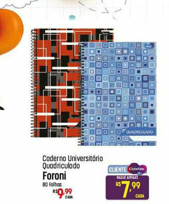 Caderno Universitário Quadriculado Foroni