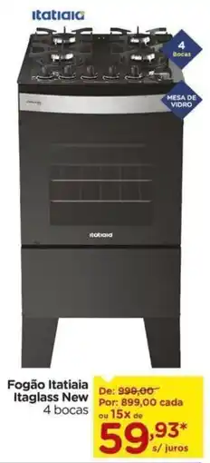Carrefour Fogão Itatiaia Itaglass New 4 bocas oferta