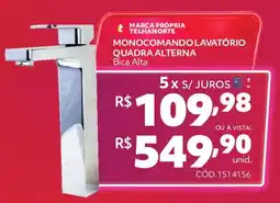 Telhanorte Monocomando lavatório quadra alterna bica alta oferta